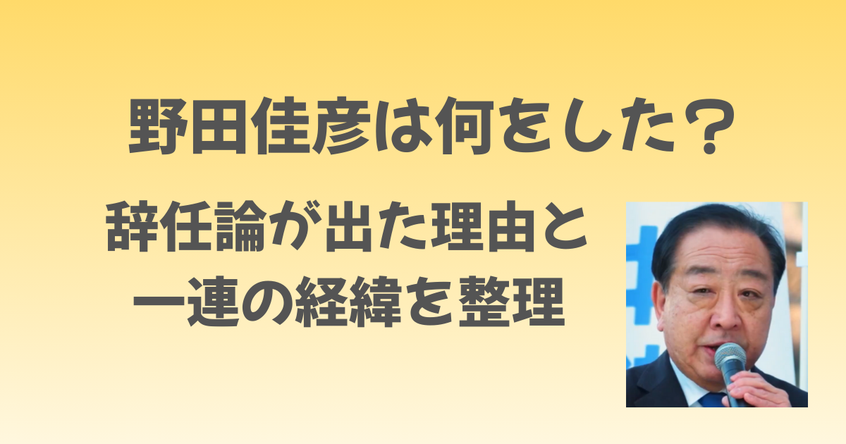 野田佳彦は何をした？辞任論が出た理由と一連の経緯を整理